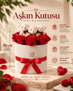Işıklı Ayıcık ve Kırmızı Gül Hediye Kutusu