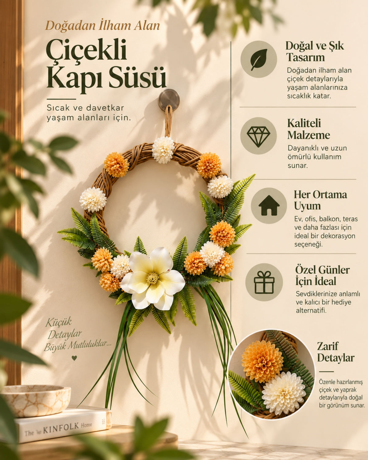 Manolya Çiçekli Sunset Boho Kapı Süsü
